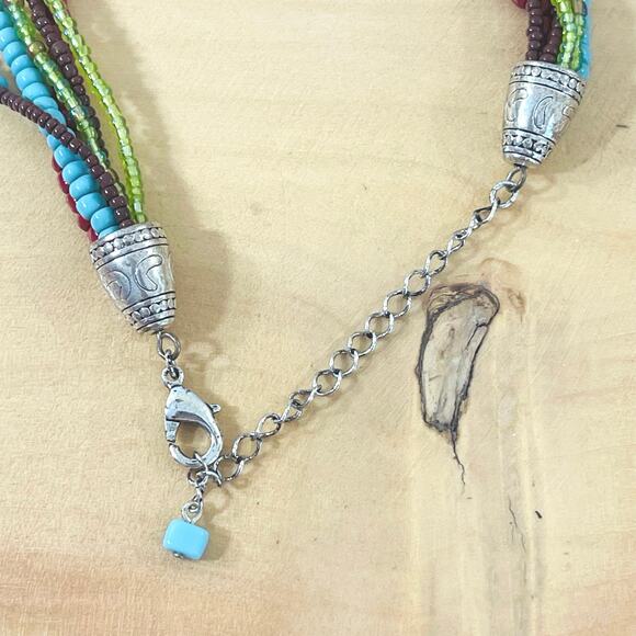 Southwestern Style Vtg Necklace Pendant Earrings Turquoise Red Avon Bead Enamel - Picture 6 of 15